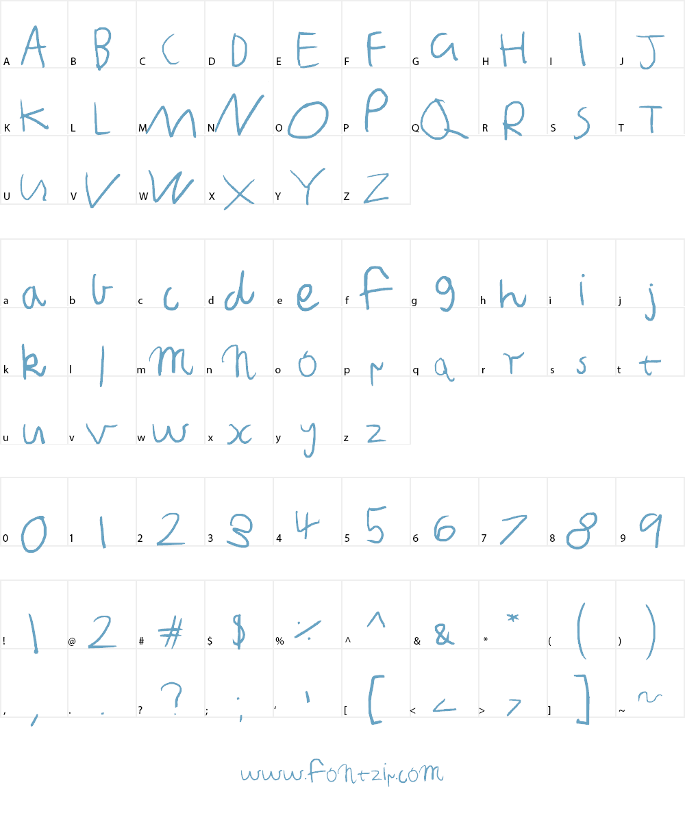 Six yr old rushed Font Character